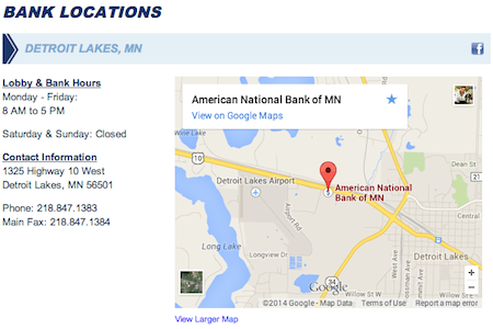 Bank Locations Page